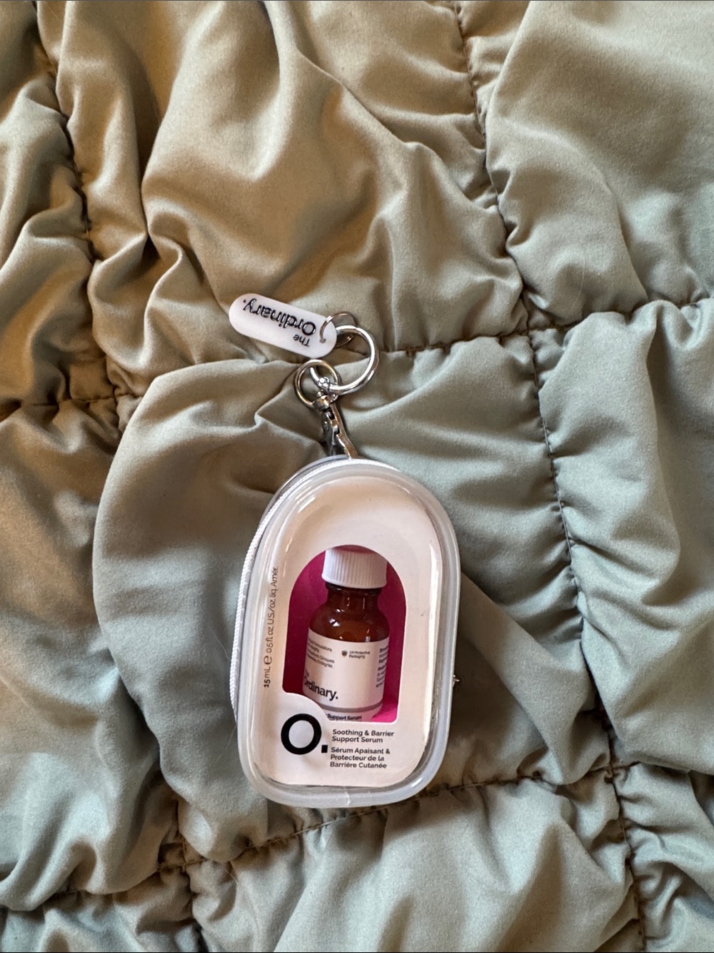 The Ordinary White Mini Pouch Keychain with Clear Window Soothing Barrier Suppor